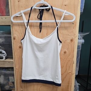Out From Under Size M White and Blue Halter Camisole